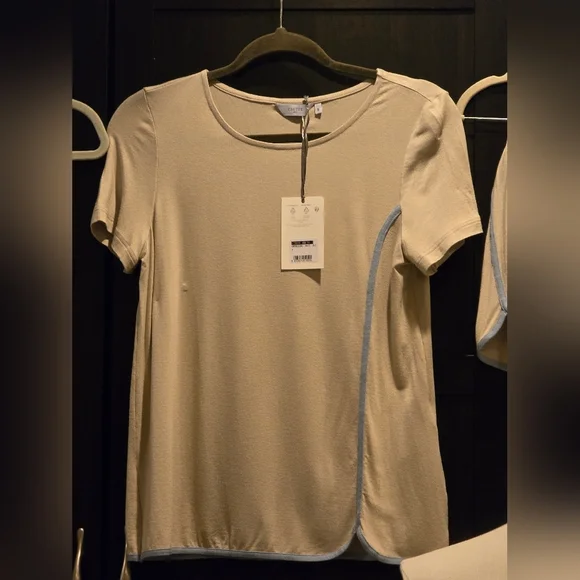 Frette Luxury NWT 2026 Spring Beige Blue Pajamas Top/Short Pants! 💝 - Picture 4 of 17